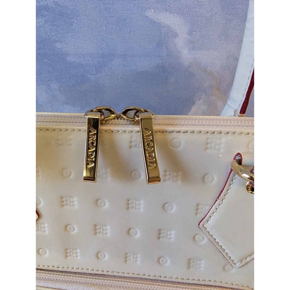 Arcadia Patent Leather Two -Way Satchel In Ivory